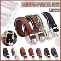 Ladies Leather Belt Classic Buckle Fashion Waist Strap for Jeans Dresses Casual - Blue