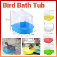 Bird Water Bath Tub For Pet Cage Hanging Bowl Parrot Birdbath Pet Cleaning - Yellow