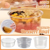 100PCS Transparent Packing Box With Cover Plastic Dessert Bowl Food Container - 12oz Bowl