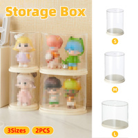 2pcs Clear Acrylic Display Case Transparent Box for Collectibles Dolls Figures - S