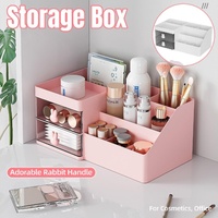 Cartoon Drawer Type Cosmetic Jewelry Storage Box Desktop Student Stationery Box - Pink