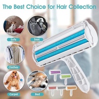 Pet Hair Remover Brush Dog Cat Fur Cleaning Roller Reusable Self Cleaning Tool - Blue