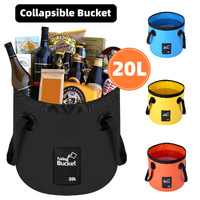 20L Portable Folding Bucket Water Container Camping Hiking Fishing Water Storage - Orange
