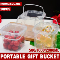 20pcs Plastic Round Bucket with Lid Transparent Portable Storage Gift Container - Round 1000ml