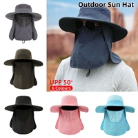 2PCS Outdoor Fisherman Hat Men Women Sun Protection Fishing Cap Bucket Hat - Pink