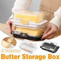 Butter Cheese Storage Box Kitchen Container with Lid Plastic Fridge Organizer - White