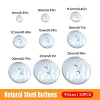 20pcs White Shirt Buttons Round Two Eyes Sewing Craft DIY Clothing Supplies - 15mm
