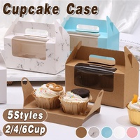 25pcs Portable Cupcake Packaging Box with Transparent Window for Easy Opening - White-6Cup