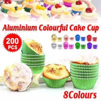 200 Pcs Colored Baking Paper Cupcake Trays Muffin Liners for Party Baking - Gold