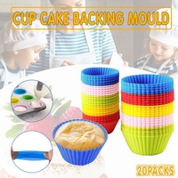 20x Round Cup Cake Baking Mould Silicone Muffin Cups DIY