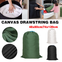 Canvas Drawstring Large Bag Pouch Clothes Craft Storage Laundry - Green-48X80cm