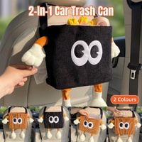 2in1 Car Wastebasket and Tissue Box Multifunctional Car Storage Bucket Organizer - Brown