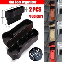 PU Leather Seat Side Gap Storage Box with Phone and Bottle Holder for Car Interior - Brown