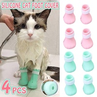 4pcs Cat Bathing Grooming Anti-Scratch Silicone Pet Socks for Bathing Feeding - Green