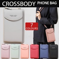 Women Pouch Bag Mobile Phone Bag Pu Leather Crossbody Purse Wallet Shoulder Bag - Grey