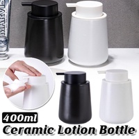 400ML Ceramic Stoneware Soap Dispenser Modern Design Lotion Pump Manual Bathroom - White