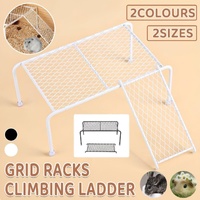 Metal Iron Chicken Feeding Ladder Grid Shelving Landscaping Platform Supplies - Black-L