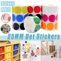 8 Rolls Colored Polka Dot Labels Round Seal Stickers Marking Round Sticker Set - Rose
