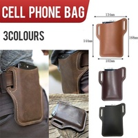 Leather Phone Holster Pouch Belt Clip Loop Waist Bag Cover Case for Men - Black