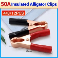 2/4/6Pairs Car Battery Tongs Cable Alligator Electrical Measured Clip Clamp Tool - 4pcs (2black+2red)