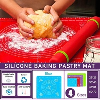 Blue Reusable Non-Stick Silicone Rolling Dough Mat Cake Pastry Baking Fondant Sheet - 40*30cm