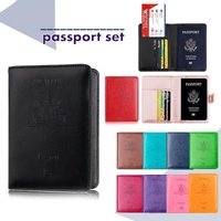RFID Passport Holder Slim Leather Travel Wallet ID Card Cover Case for Men Women - Blue