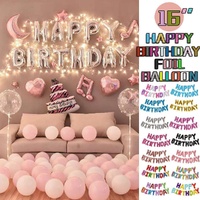 40Cm 3D Happy Birthday Letters Balloons Inflating Foil Banner Bunting Celebrate - Gold