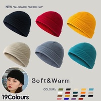 Men Women Mini Fisherman Beanie Winter Spring Hat Soft Knitted Docker Skull Cap - Light Purple