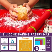 Orange Reusable Non-Stick Silicone Rolling Dough Mat Cake Pastry Baking Fondant Sheet - 40*30cm