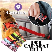 Adjustable Pet Harness Lead for Car Travel with Clip Attachment Nylon Restraint Strap - Pink