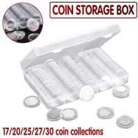 100Pcs Clear Plastic Coin Storage Capsules for 20Mm, 25Mm & 30Mm Coins
