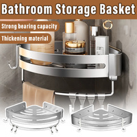 Wall Mounted Bathroom Shelf Triangle Corner Shower Storage Rack for Toiletries - Single layer with rod