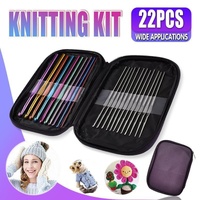 22PCS Crochet Hook Set Aluminium Knitting Needles with Case for DIY Yarn Craft