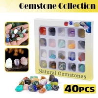 40Pcs Natural Polished Gemstone Collection Set for Display Education Crafts and Gifts