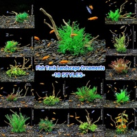 Aquarium Landscaping Decoration Artificial Wood and Plants Fish Tank Ornament - CM1904-Green