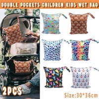 2PCS Cartoon Printed Diaper Bag Double Zipper Washable Storage Organizer - Colour Heart