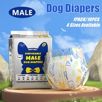 Male Disposable Dog Diapers Leakproof Breathable with Colour Indicator - S 30-48cm