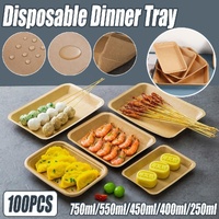 100pcs Eco-friendlyKraft Paper  Trays for Fries Snacks Greaseproof Hot Dog Trays - 6#400ml