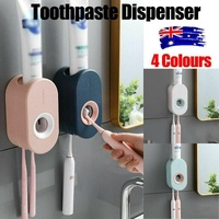 Automatic Toothpaste Dispenser Bathroom Wall-Mounted Rack Toothbrush Holder - White