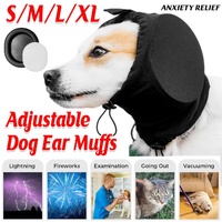 Black Adjustable Dog Ear Muffs Noise Reducing Pet Headwrap Protective Ear Cover - S