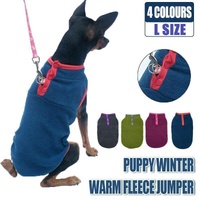 L Pet Dog Puppy Winter Warm Fleece Jumper Vest Coat Jacket Apparel Clothes Outdoor - Blue