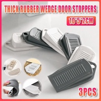 3Pcs Thick Rubber Wedge Door Stoppers Floor Carpet Heavy Duty Door Stop Security - White