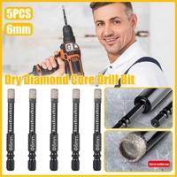 5Pcs Dry Diamond Core Drill Bit 6mm HoleSaw Cut Marble Tile Porcelain Granite