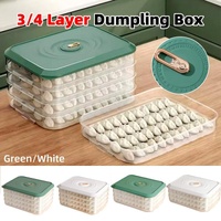 3/4 Layer Large Capacity Dumpling Box Sealed Fresh Wonton Storage Container - White-4 Layer