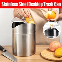 Stainless Steel Mini Desktop Wastebasket Organizer Compact Waste Bin for Office