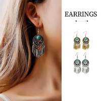 Bohemian Dreamcatcher Tassel Earrings Handmade Fashion Jewellery for Women Gifts - Silver