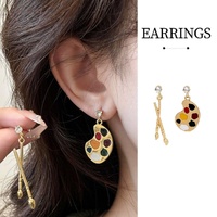 Artistic Asymmetric Earrings Brush and Drawing Board Design Creative Jewelry