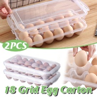 2x Eggs Keeper Trays 18 Slots Storage Box Containers Kitchen Refrigerator Holder