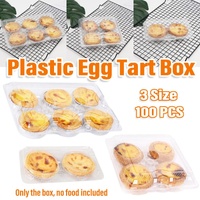 100PCS Transparent Plastic Egg Tart Box Disposable Bakery Packing Container - 9.5x18cm