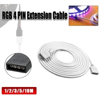 1-10M White LED RGB Light Strip Extension Cord Cable Lead Connector 4 Pin - 1M